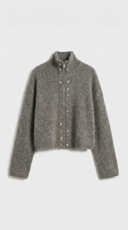 Heron - Double Breasted Fluffy Knitted Cardigan