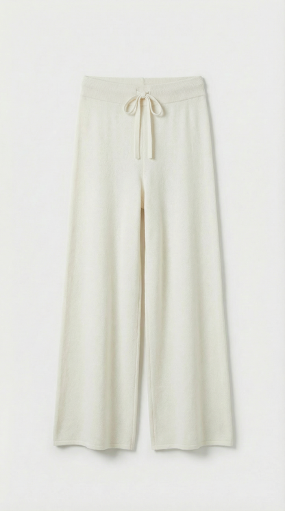 Vilo - 100% Wool Set with Thick Sweater and Wide Pants White