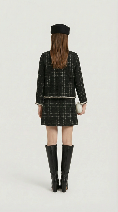 Skara - Tweed Suit Set with Jacket and Skirt