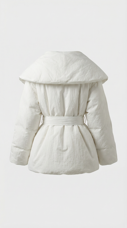 Caliss - Oversized Collar and Bow Lace Up Slim Waist Jacket