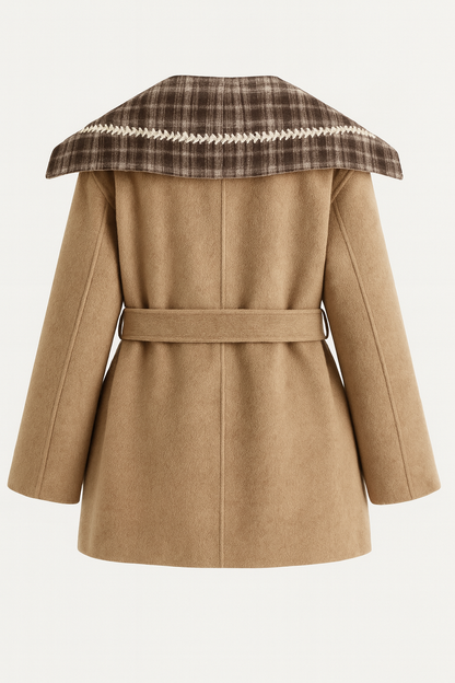 Kalyra - Reversible Tartan Pattern Wool Coat