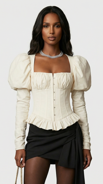 Noble - Chic Fishbone Pleated Corselet Top