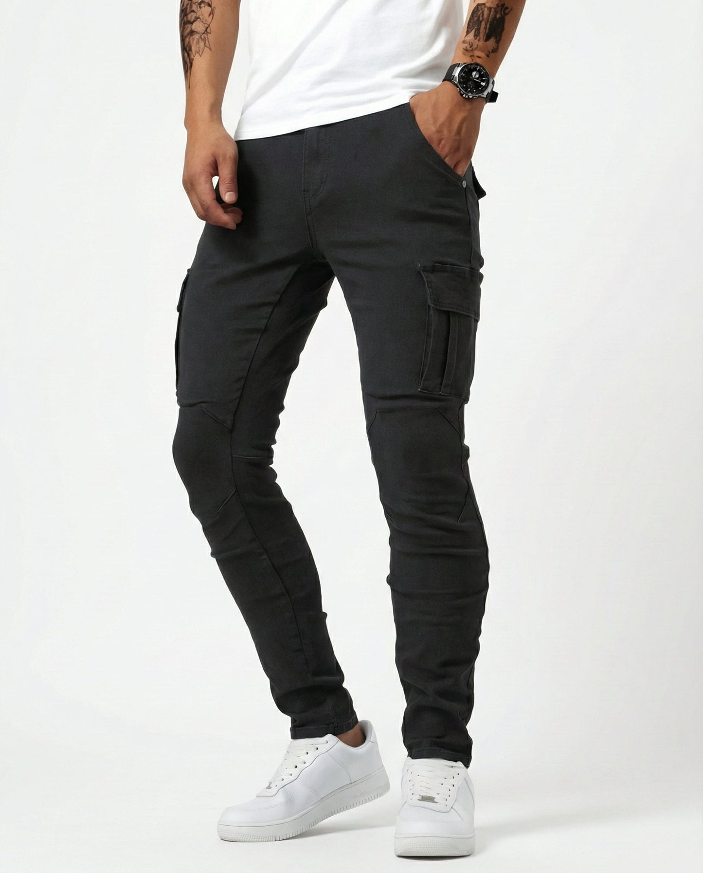 Pantaloni cargo elasticizzati neri
