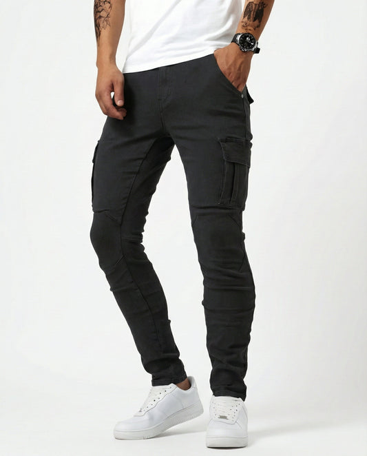 Pantaloni cargo elasticizzati neri