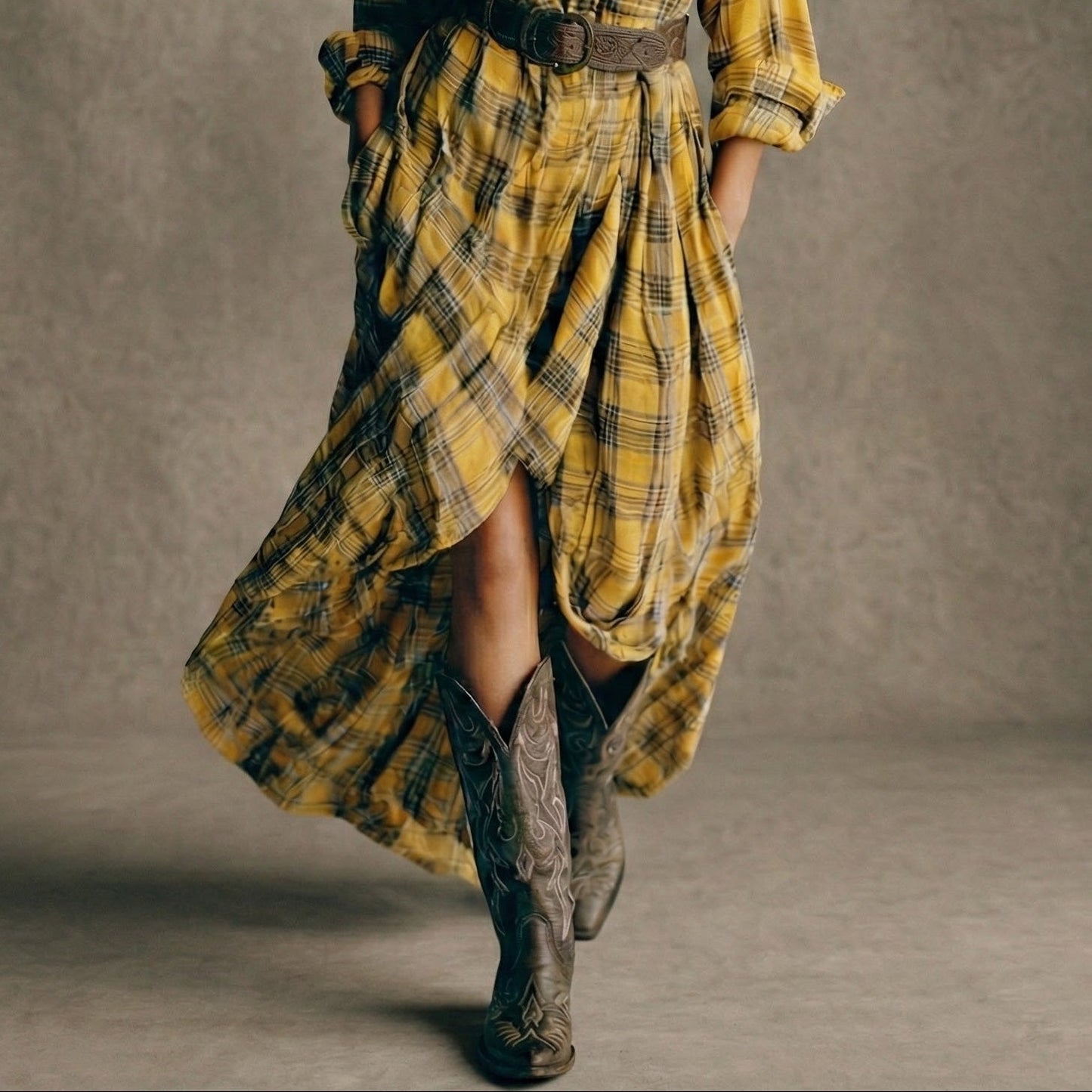 Caterina | Cappotto chemisier Quadri con vita