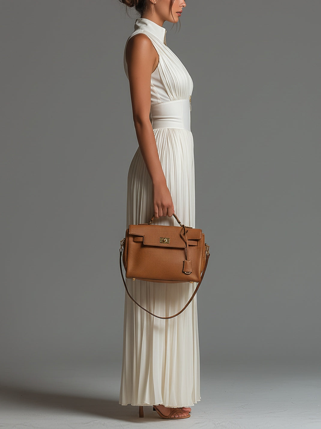 Valentina | Tuta plissettata in chiffon bianco con maniche a kimono