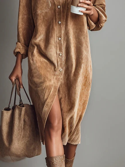 Luciana | Abito camicia in elegante velour
