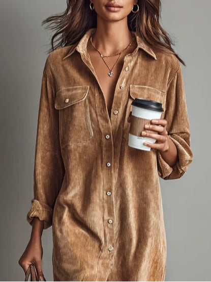 Luciana | Abito camicia in elegante velour