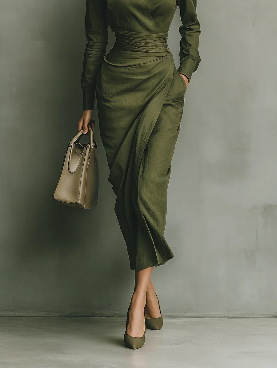 Lavinia | Elegante cappotto lungo con vita