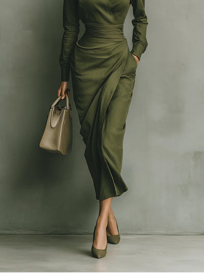 Lavinia | Elegante cappotto lungo con vita
