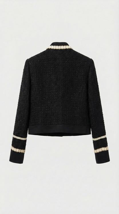 Avelin - Tweed Black Suit Set with Top and Mini A-Line Skirt