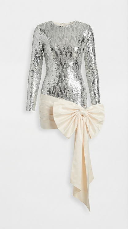 Lanne - Glossy Dress with Oversized Bow