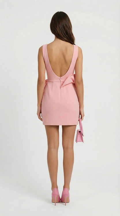 Lumina - Pink Backless Dress with Magnifique Rose Accent