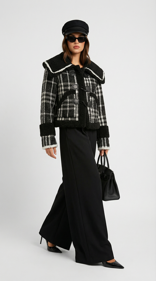 Solenn - Tweed Jacket with Extravagant Collar