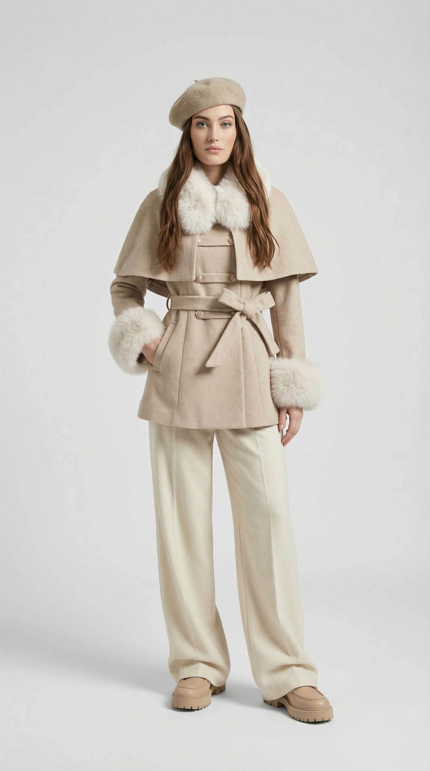 Lunor - European Classic Coat with Furry Collar and Sleeve