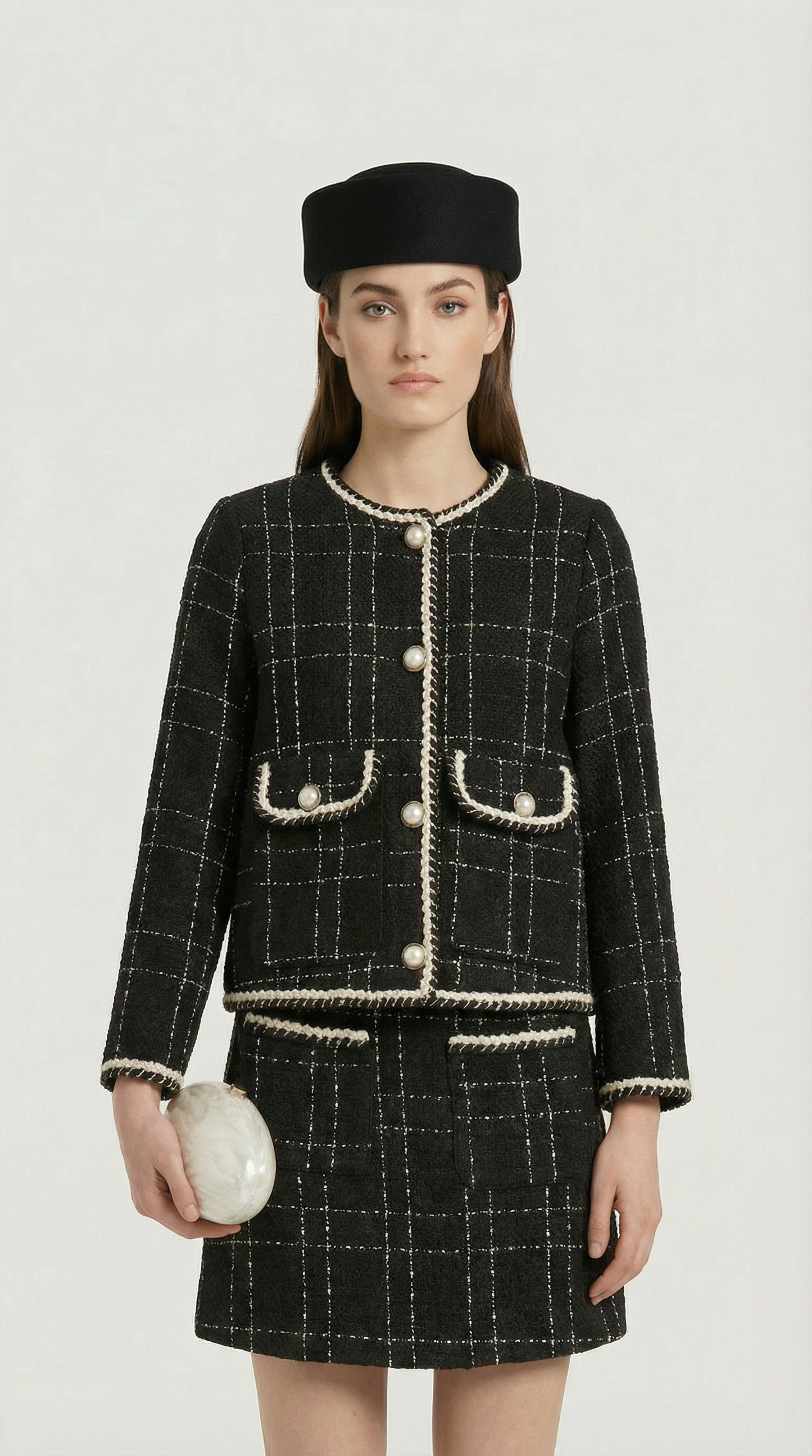 Skara - Tweed Suit Set with Jacket and Skirt