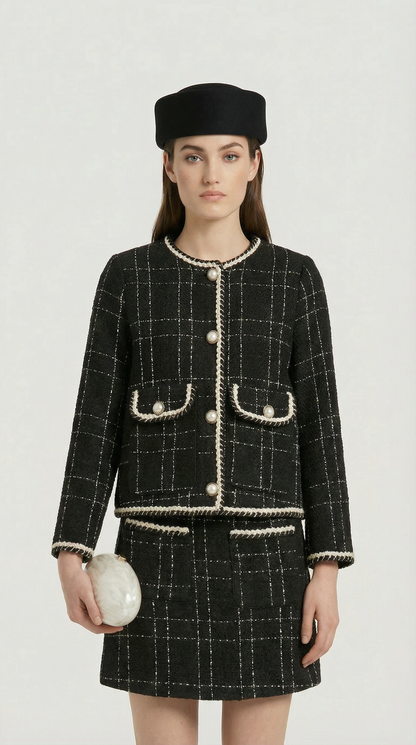 Skara - Tweed Suit Set with Jacket and Skirt