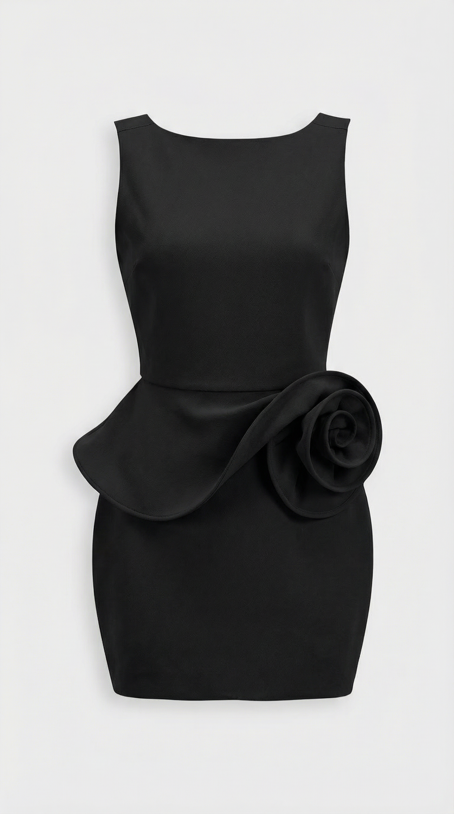 Lumina - Black Backless Dress with Magnifique Rose Accent
