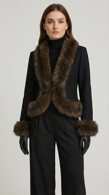 Noctis - Vegan Fur Collar Short Coat