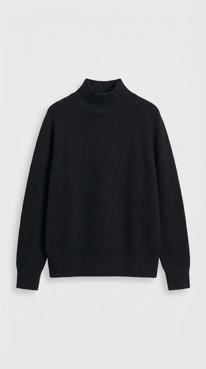 Vilo - 100% Wool Set with Thick Sweater and Wide Pants Black