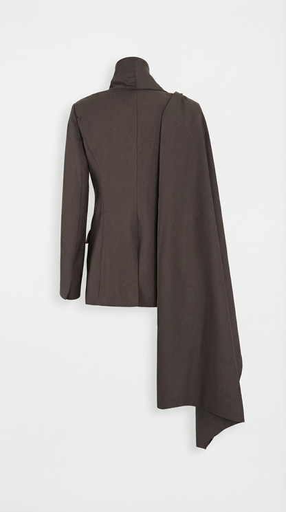 Glacielle - Fusion Blazer Coat with Irregular Scarf