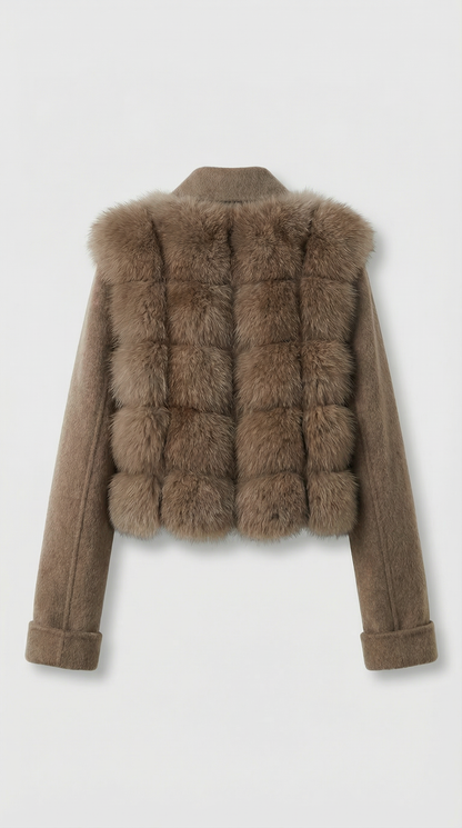 Thorne - Natural Fox Fur and Wool Coat