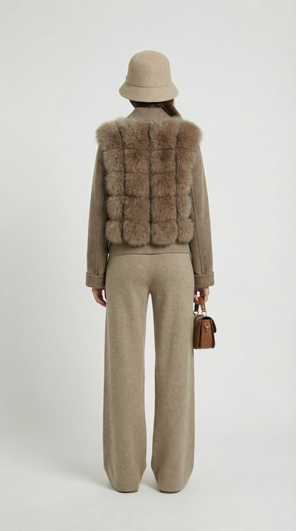 Thorne - Natural Fox Fur and Wool Coat