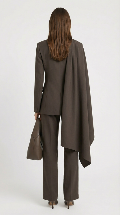Glacielle - Fusion Blazer Coat with Irregular Scarf