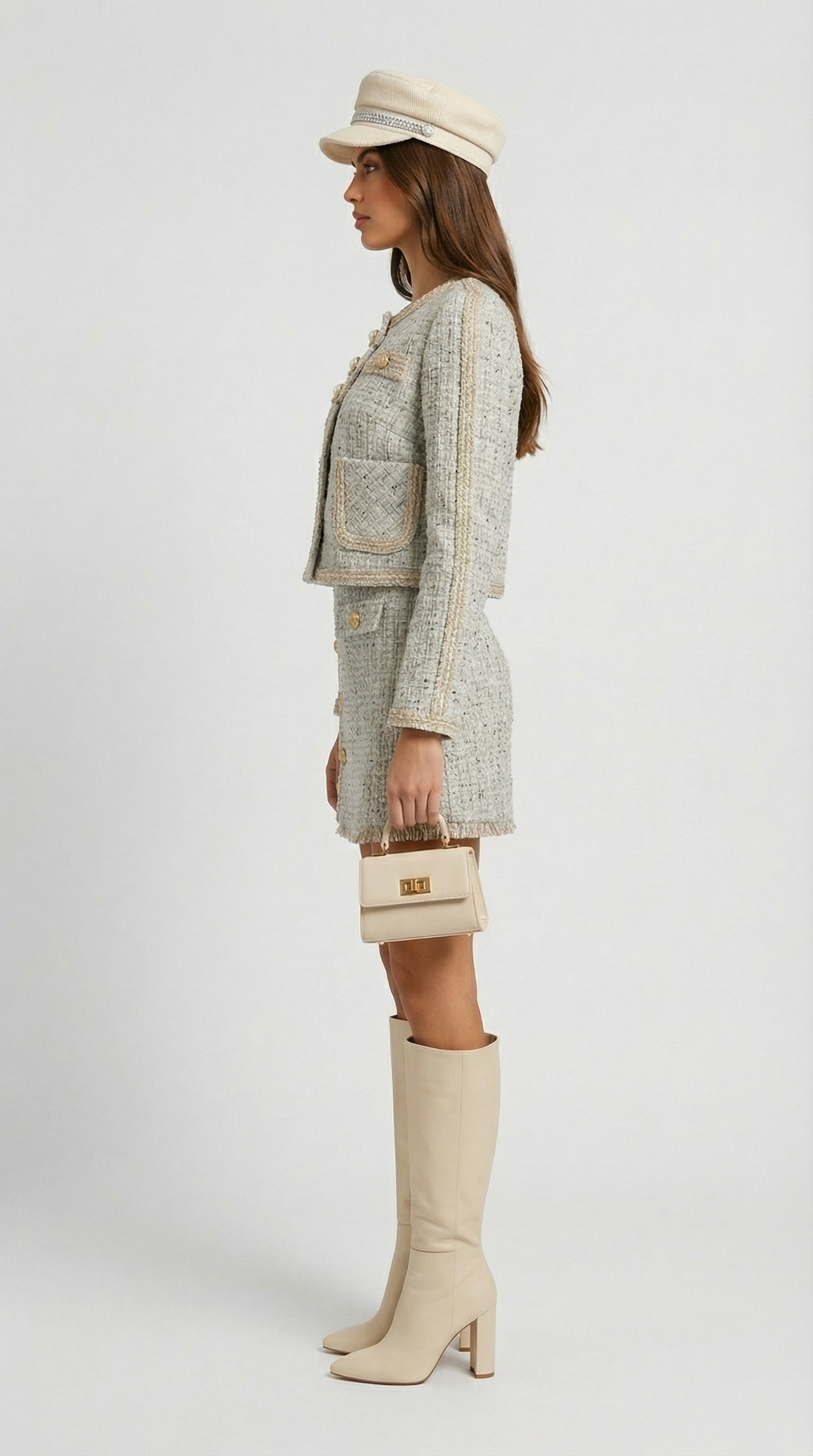 Ivoir - French Inspired Tweed Skirt and Blazer Set