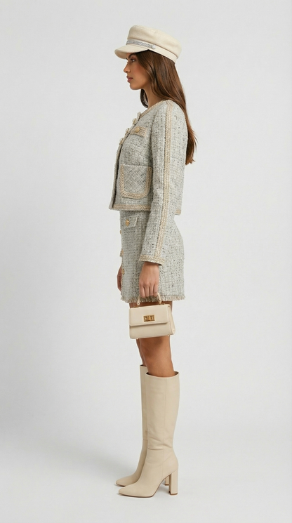 Ivoir - French Inspired Tweed Skirt and Blazer Set