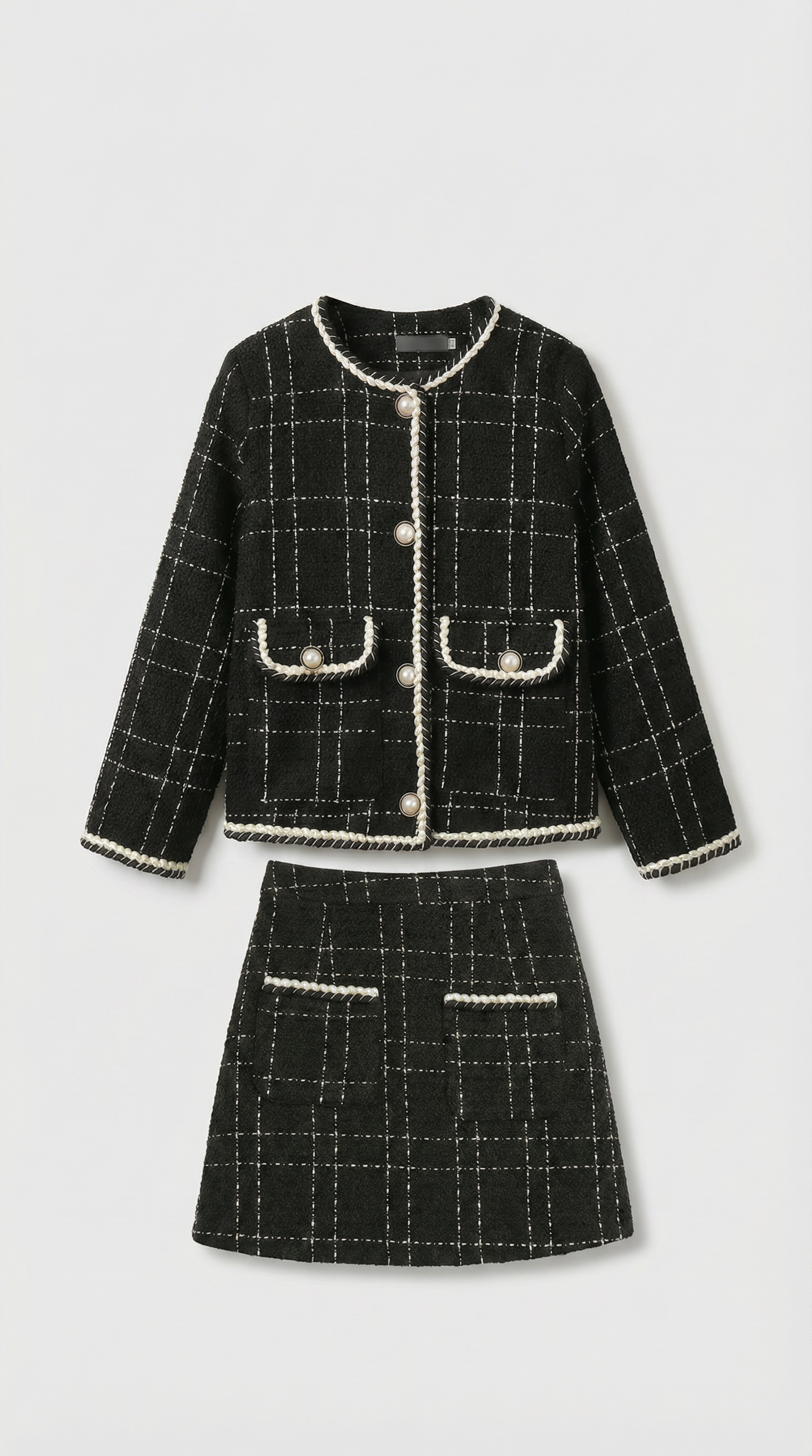 Skara - Tweed Suit Set with Jacket and Skirt