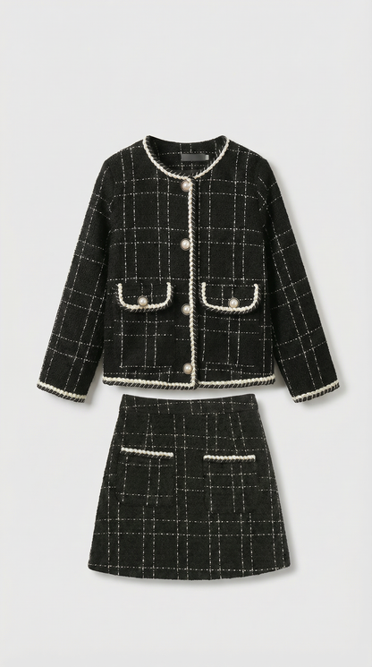 Skara - Tweed Suit Set with Jacket and Skirt