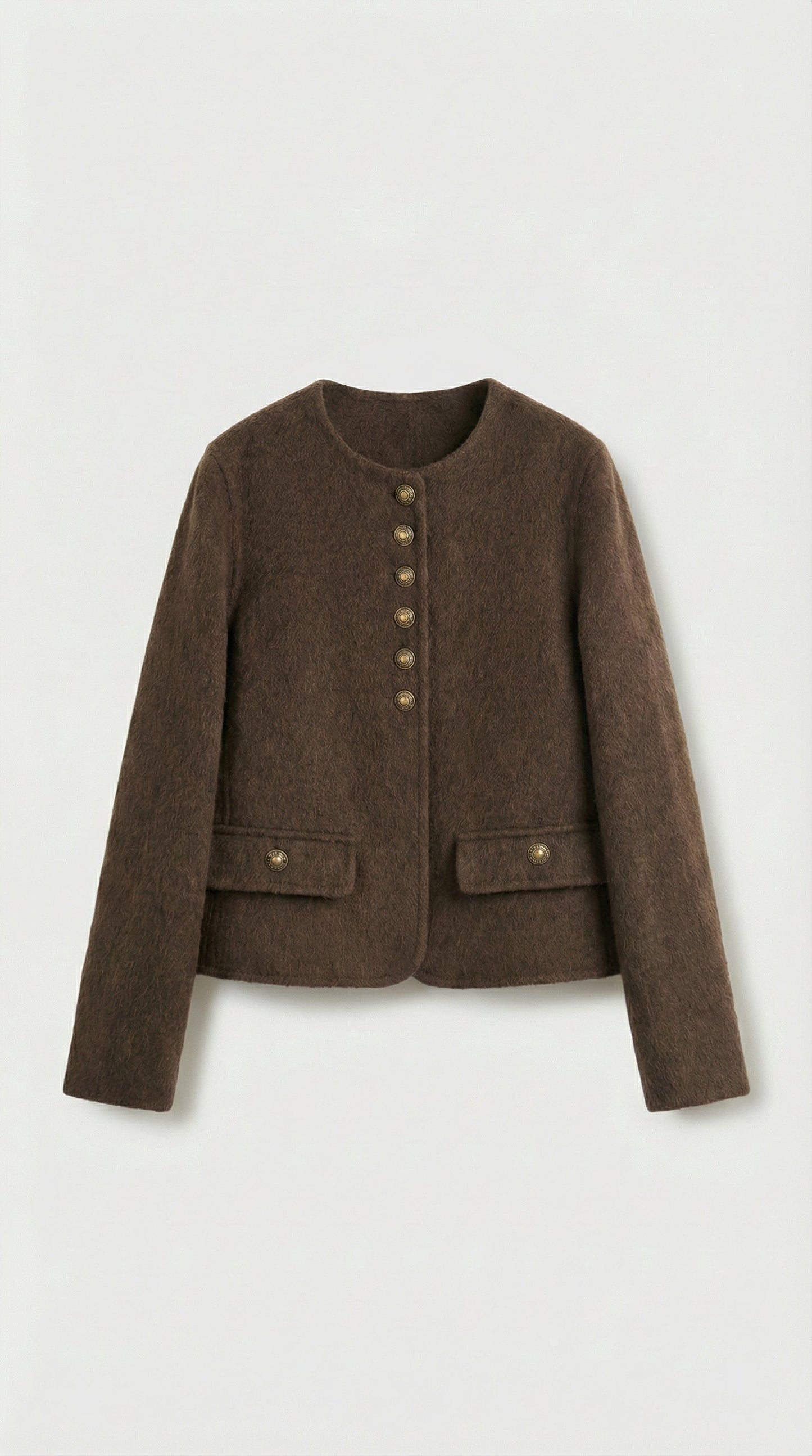 Belle - Wool & Cashmere Blend Jacket with a Boxy, Cropped Silhouette Brown