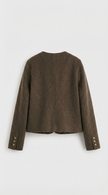 Belle - Wool & Cashmere Blend Jacket with a Boxy, Cropped Silhouette Brown