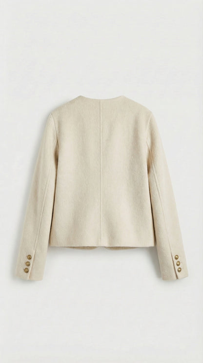 Belle - Wool & Cashmere Blend Jacket with a Boxy, Cropped Silhouette Beige