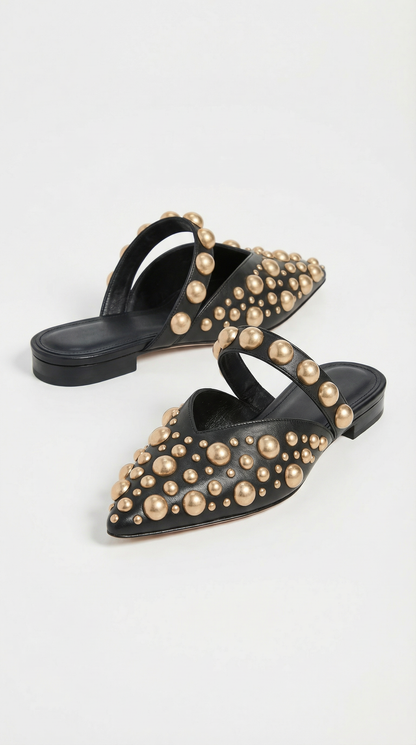 Elise - Black & Gold Extravagant Pointed Flats