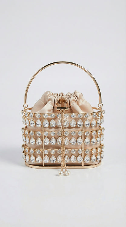 Solene - Luxury Diamond-Studded Crystal Bucket Bag