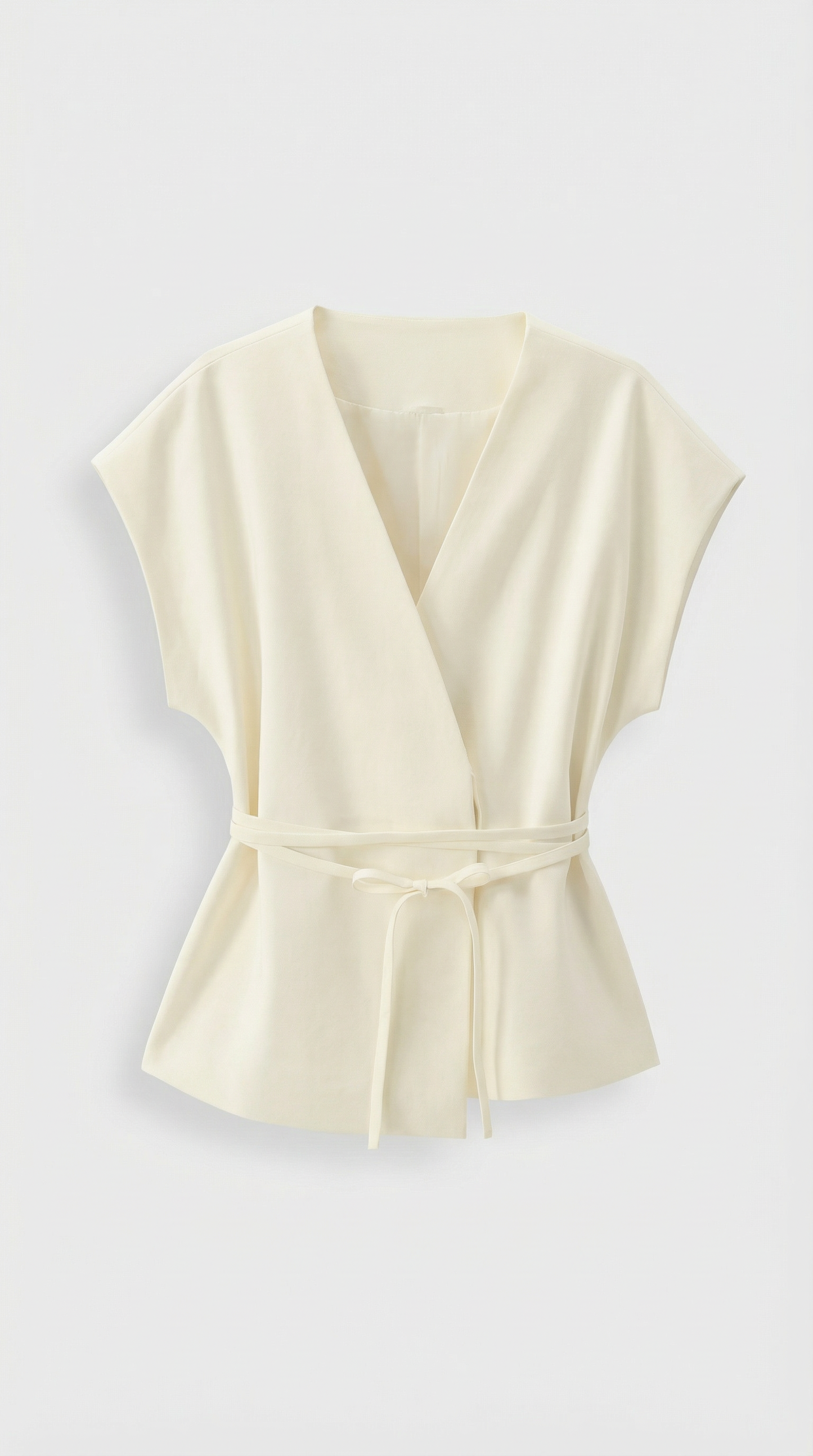 Epure - V-Neck Belted Sleeveless Top Ivory