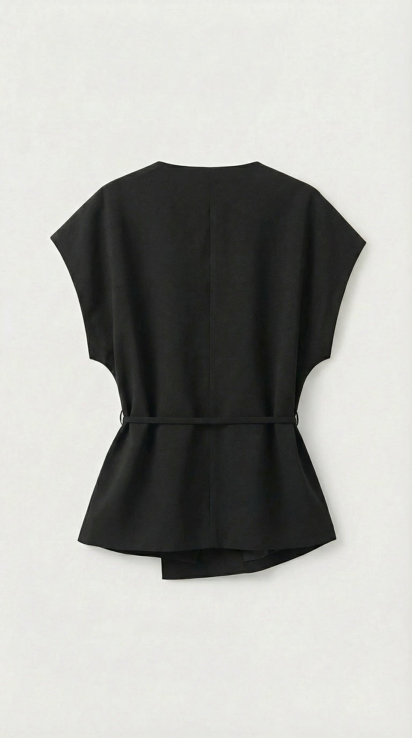 Epure - V-Neck Belted Sleeveless Top Black