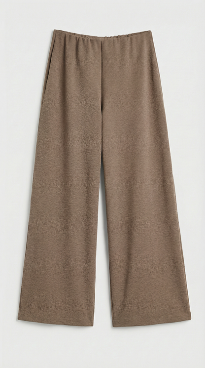 Liora - High-Waisted Fluid Wide-Leg Trousers Light Brown