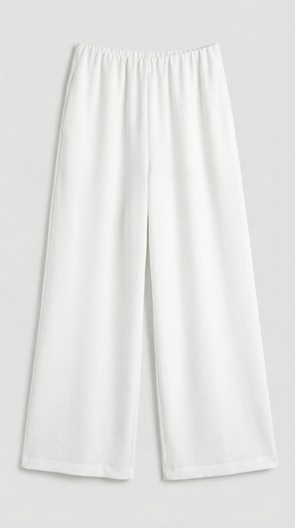 Liora - High-Waisted Fluid Wide-Leg Trousers White