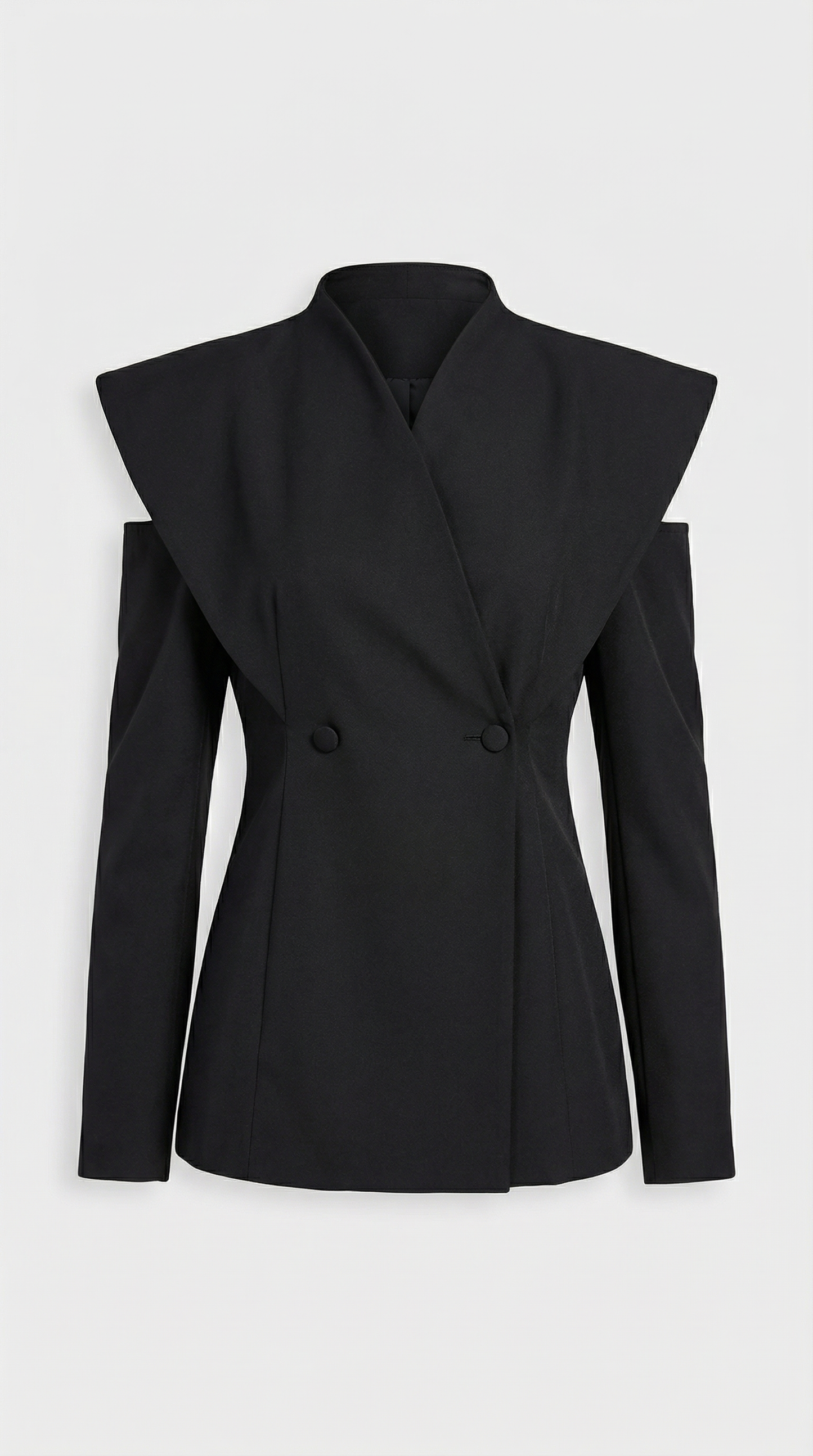 Aise - Avant-Garde Sculptural Cut-Out Blazer Black