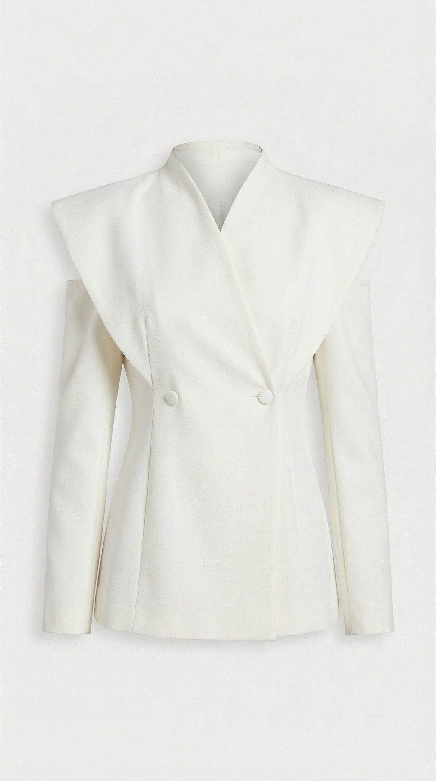 Aise - Avant-Garde Sculptural Cut-Out Blazer White