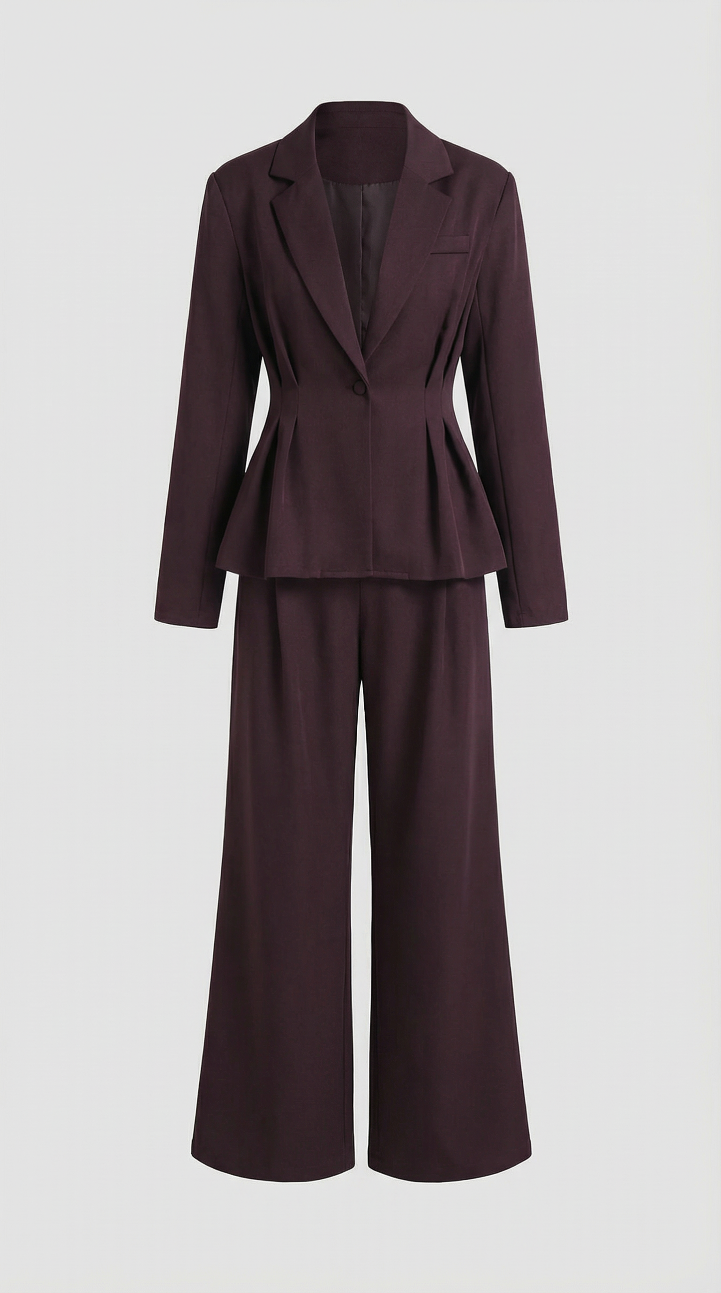 Formis - Sculptural V-Neck Blazer & Wide-Leg Trouser Set