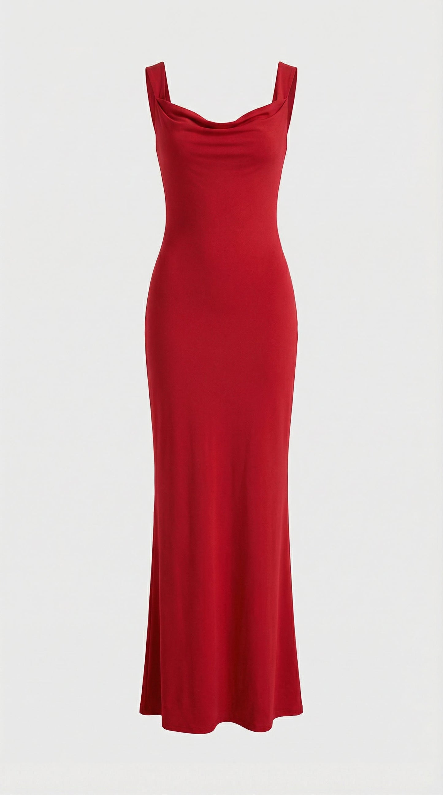 Essa - Sexy Bow Backless Cowl-Neck Maxi Dress Red