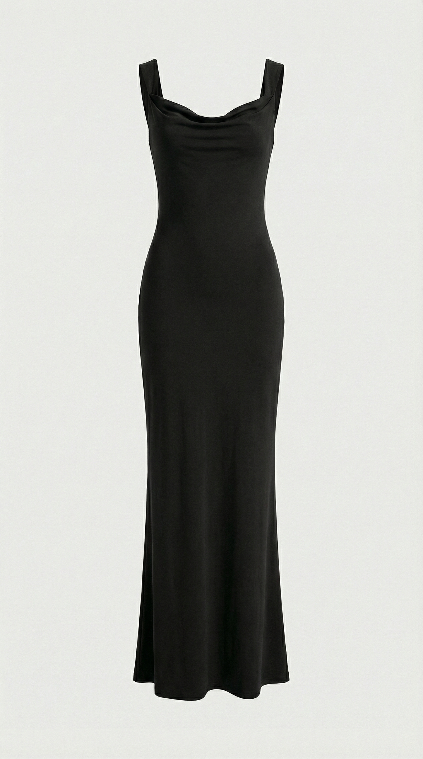Essa - Sexy Bow Backless Cowl-Neck Maxi Dress Black