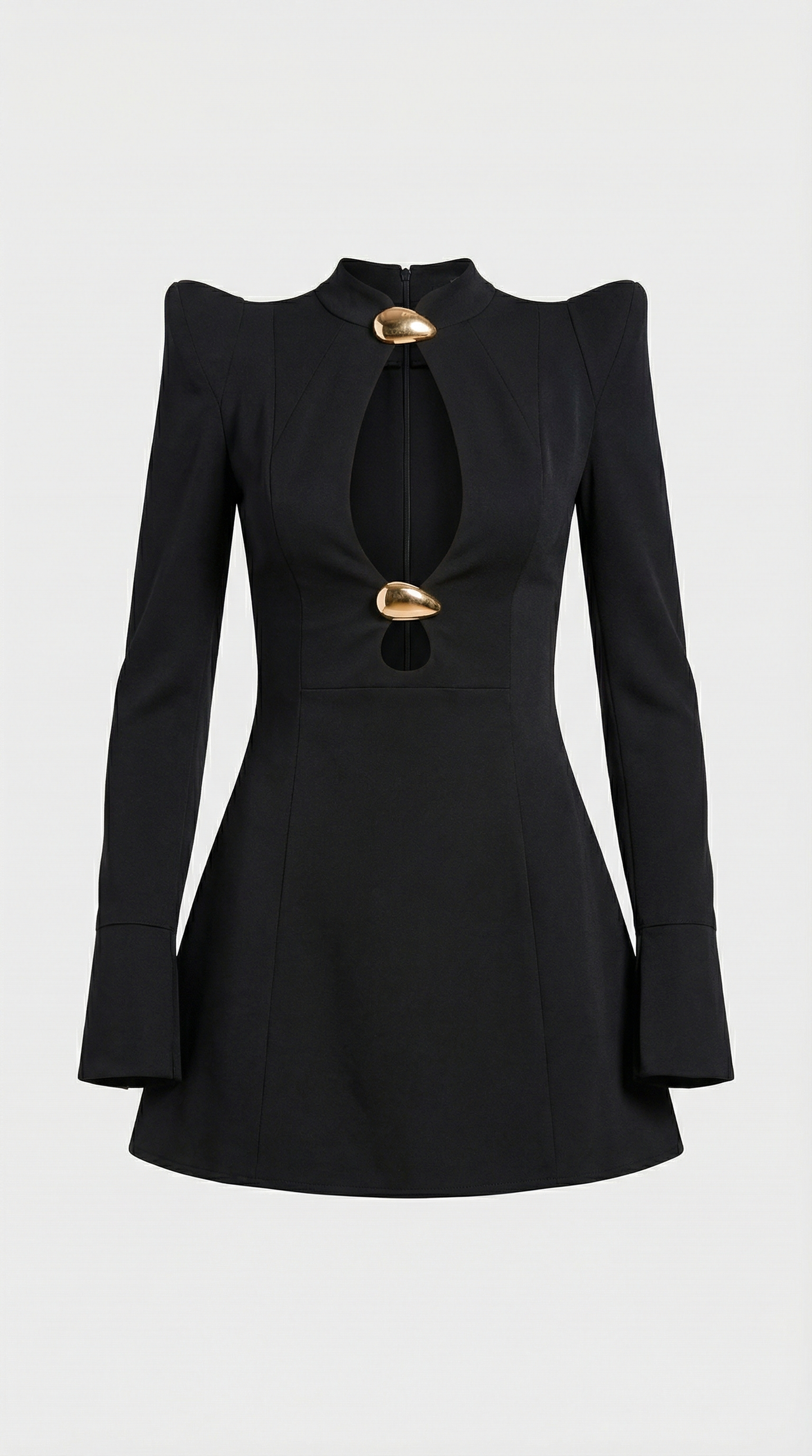Muse - Sculptural Cut-Out Mini Dress with Gold Accents
