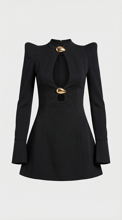 Muse - Sculptural Cut-Out Mini Dress with Gold Accents