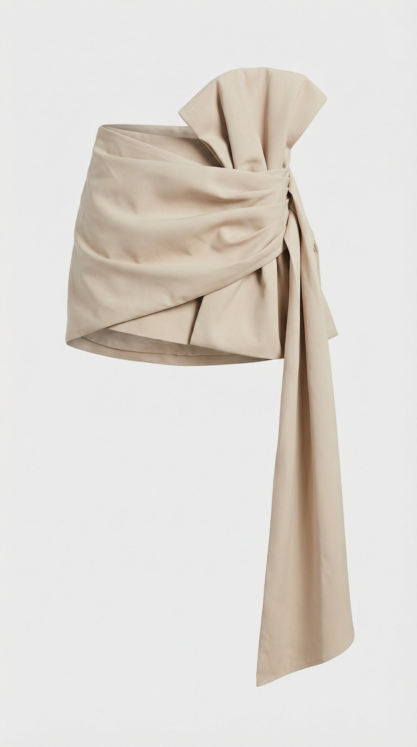 Sculpta - Niche French Temperament Pleated Bow Skirt Beige