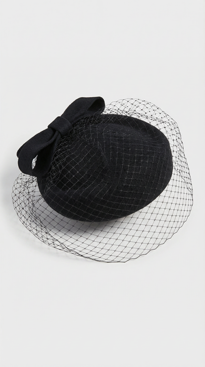 Velo - British Retro Wool Beret with Bow Veil